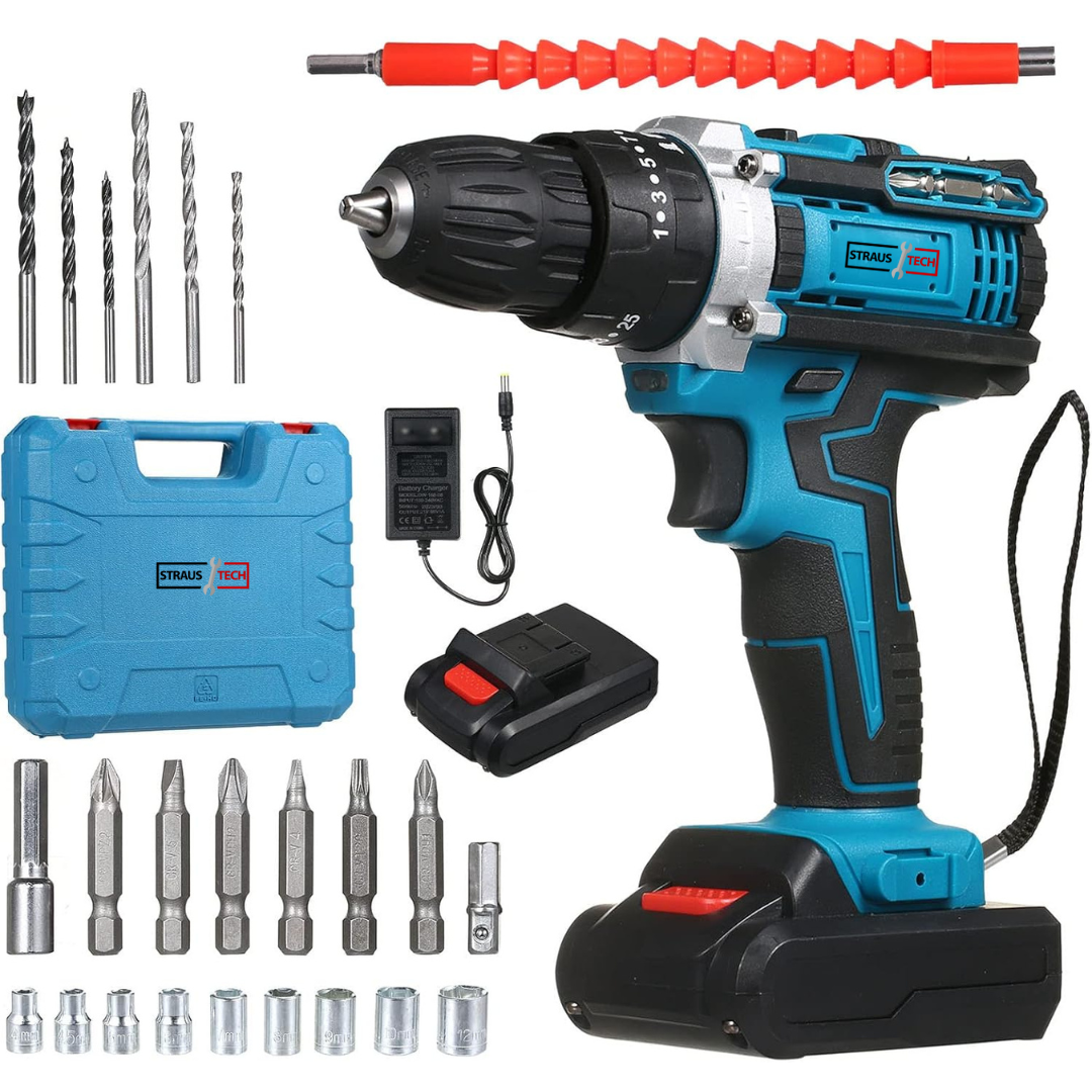 AKU BUŠILICA 21V (SET OD 28 KOMADA) X2 BATERIJA | STRAUSTECH