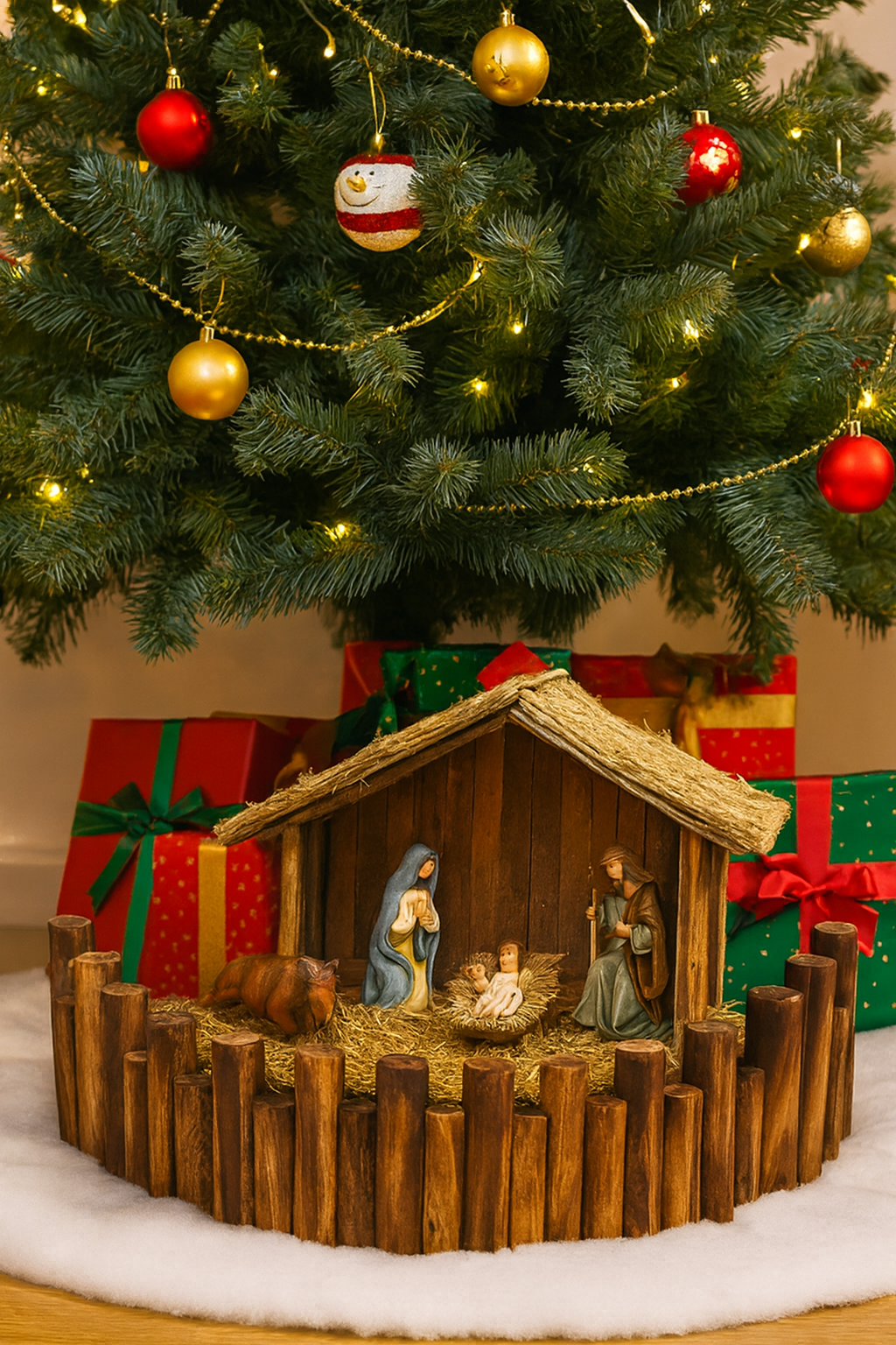 Dekorativna drvena ogradica za bor i jaslice