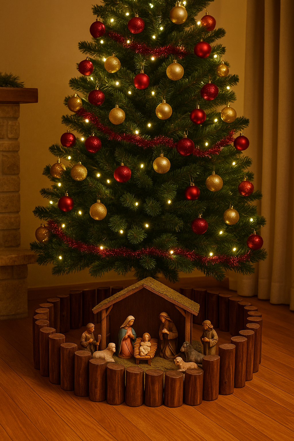 Dekorativna drvena ogradica za bor i jaslice